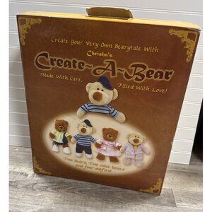 NIB VTG Chrisha's Create A Bear You Make Plush Stuffed Bears -2 Bears, 4 outfits